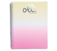 VARZI Olli Maxi Cuaderno A4 con espiral con purpurina Rainbow - 70 hojas 70 g/m², cubierta PP degradado, interior a rayas o cuadros 5 mm (Rainbow Glitter 1 cuadriculado 5 mm)
