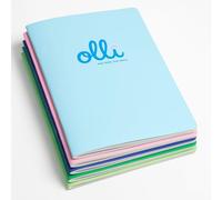 VARZI Olli Maxi Cuadernos Perfumados A4 - Paquete de 6 tapas surtidas Scratch&Smell, papel 100 g/m², interior de rayas o cuadros 5 mm, diferentes fragancias (rayado 1R)
