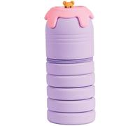 VARZI Olli Pop - Estuche 2 en 1 extensible de silicona - Portalápices con animal, altura ajustable, suave impermeable, diseño Kawaii, Osito, Kawaii