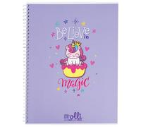 VARZI Olli X One Color Funny Friends - Maxi cuaderno A4 con espiral, 100 g/m², 24 + 1 hoja, cubierta ilustrada, interior de rayas 1R o cuadrícula 5 mm (Magic Unicorn Rigo 1R)