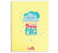 VARZI Olli X One Color Funny Friends - Maxi cuaderno A4 espiral 100 g/m², 24+1 hojas, tapa ilustrada, interior de rayas 1R o cuadrícula 5 mm (Cloud Dream Rigo 1R)