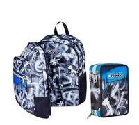 VARZI Seven School Pack Quick Graffiti Boy: Mochila Dual Detach + Estuche de 3 cremalleras incluidas, comodidad y estilo para la escuela 1956, multicolor, Small