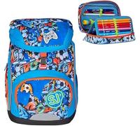 VARZI Seven School Pack Tinypatch Boy: Mochila SJ Soft Plus SJ Gang + Estuche Speed Pad completo, estilo y practicidad para la escuela 1956, multicolor, Small