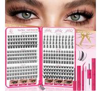Vasa Muse - Kit de 432 racimos de pestañas - Wispy Natural y Manga Spiky Lash Cluster banda invisible 8-16 mm, kit de extensión de pestañas rizadas D Wide Span con unión y sello para principiantes DIY