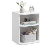 VASAGLE 1 Mesita de Noche, TOOLLESS Montaje Rápido | 1 Mesa Baja, para Dormitorio y Salón, 35 x 30 x 45 cm, Blanco Nube, Colección Island LET123WE01