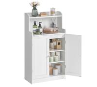 VASAGLE 100 cm Armario de Baño, Mueble de Baño con 2 Puertas, 2 Estantes Ajustable, para Comedor, Cocina, Salón, Blanco Nube BBC770W01