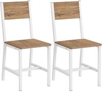 VASAGLE 2 sillas de comedor de 36 x 46,6 x 87,1 cm de color marrón y blanco