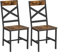 VASAGLE 2 sillas de comedor de 43,4 x 43 x 95,5 cm de color marrón y negro
