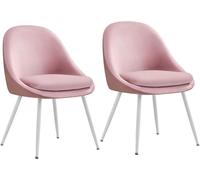 VASAGLE 2 sillas de comedor de 61 x 56 x 81,5 cm de color rosa y blanco