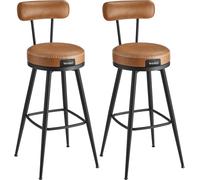 VASAGLE 2 taburetes de bar con altura de 76 cm de color marrón caramelo