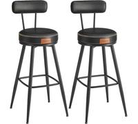 VASAGLE 2 taburetes de bar con altura de 76 cm de color negro tinta