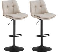 VASAGLE 2 taburetes de bar con altura de 90-112 cm de color blanco