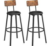 VASAGLE 2 taburetes de bar con reposapiés de color marrón rústico y negro