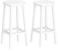 VASAGLE 2 Taburetes de bar con reposapiés de metal de color blanco