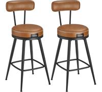 VASAGLE 2 taburetes de bar con respaldo de color marrón caramelo