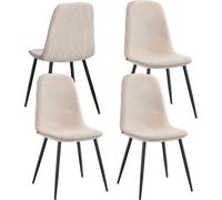 VASAGLE 4 sillas de comedor con soporte de metal tejido chenilla color blanco