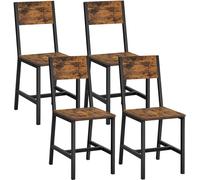 VASAGLE 4 sillas de comedor de estilo industrial de color marrón y negro