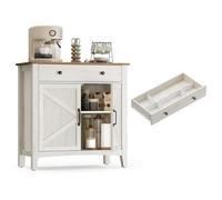 VASAGLE Aparador, Alacena de Cocina con Cajón, 80 x 40 x 80 cm | Muebles de Cocina con Puertas y Estante Regulable, Blanco Rústico y Marrón Miel, Colección LIRY BBK341W01