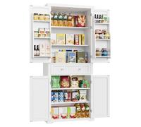 VASAGLE Aparador, Armario de Cocina con Puertas Estilo Granja | Despensa para Cocina Comedor, 182 cm Alto, Cajón, Bandeja, Estantes Ajustables, Blanco Nube, Colección HELAN BBC561W21