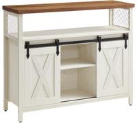 VASAGLE Aparador cocina 2 puertas correderas estantes blanco y marrón