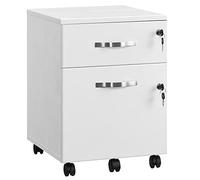 VASAGLE Archivador con Cerradura, 2 Cajones, 5 Ruedas y Rieles | Pedestal de Archivo, para Papel Tamaño A4 y Carta, Oficina en Casa, Blanco Nieve, Colección CUSTOS LCD22WV1