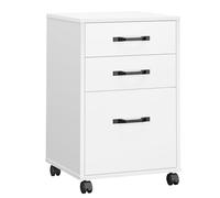 VASAGLE Archivador de Oficina, con 3 Cajones, Ruedas, Barra Regulable | Cajonera de Oficina, para Documentos Formato A4, Blanco Nube, Colección CUSTOS OFC065WB01
