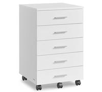 VASAGLE Archivador Móvil, Armario Móvil de Archivos, Cajonera, Soporte para Impresora con 5 Cajones, con Guías Deslizantes sin Tornillos, para Oficina, Casa, Blanco Nube OFC081W01