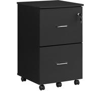 VASAGLE Archivador móvil con cerradura y cajones de color negro tinta
