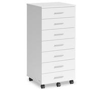 VASAGLE Archivador Móvil con Guías Deslizantes sin Tornillos, 7 Cajones | Armario Móvil de Archivos, Cajonera, Soporte para Impresora, para Oficina, Casa, Blanco, Colección CUSTOS OFC085WB02