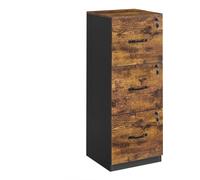 VASAGLE Archivador vertical de 3 cajones con cerradura de color marrón y negro