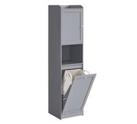 VASAGLE Armario Alto de Baño con Cesto Ropa Sucia, 40 x 40 x 170 cm | Mueble de Baño, Bolsa de Ropa Extraíble con Asas, Compartimento con Puerta, Gris Paloma, Colección SIREN BBC761G02