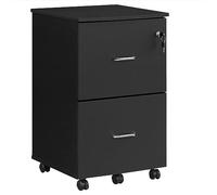 VASAGLE Armario Archivador de 2 Cajones, Archivador de Oficina con Cerradura, Soporte para Impresora, A4, Carta y Carpetas Colgantes, Montaje Necesaria, Negro LCD27BKV1