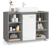 VASAGLE Armario Bajo Lavabo, Armario de Baño con Estantes Ajustable, 30 x 90 x 60 cm, con Pies, Gris Paloma y Blanco Nube BBK507G01