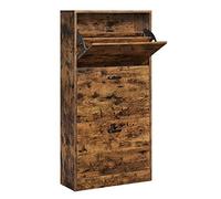 VASAGLE Armario con 3 Puertas Abatibles, Zapatero de Madera de 3 Pisos, para Entrada Estrecha, Pasillo, Sala de Estar, 60 x 24 x 120 cm, Marrón Rústico LBC030X01