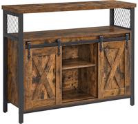 VASAGLE Armario de almacenamiento de color marrón rústico y negro tinta