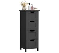 VASAGLE Armario de Baño, Armario de Almacenamiento de Pie, con 4 Cajones, 30 x 30 x 82 cm, para Baño, Sala de Estar, Comedor, Cocina, Estilo Moderno, Negro Tinta LHC040B01