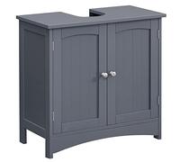 VASAGLE Armario de Baño, Armario del Lavabo, Mueble de Almacenaje, con 2 Puertas, 2 Compartimentos, Balda Ajustable en altura, Resistente a la Humedad, 60 x 30 x 60 cm, Gris BBC001G01