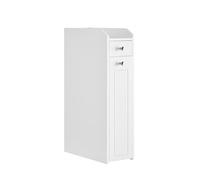 VASAGLE Armario de Baño, Armario Estrecho de Pie, Portarrollos de Papel Higiénico, con Cajones, para Espacios Pequeños, Blanco BBC847P31