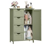 VASAGLE Armario de Baño, Cajonera con 4 Cajones, 55 x 30 x 82.2 cm | Mueble de Baño Estrecho, Cómoda de Baño, Armario con Puerta, Estante Ajustable, verde laurel, Colección SOFIE LHC041C02