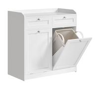 VASAGLE Armario de Baño con Cesto Ropa Sucia, Mueble de Baño, 2 Cajones y 2 Cestas de Ropa Sucia, Bolsas Interiores Extraíbles con Asas, 40 x 78,9 x 80,2 cm, Blanco Nube BBC751W01