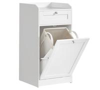VASAGLE Armario de Baño con Cesto Ropa Sucia, Mueble de Baño con 1 Cajón y 1 Cesta de Ropa Sucia, Bolsa Interior Extraíble con Asas, 40 x 40 x 80,2 cm, Blanco Nube BBC741W01
