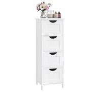 VASAGLE Armario de baño, de Almacenamiento, de Pie, con 4 cajones, 30 x 30 x 82 cm, Sala de Estar, Comedor, Cocina, Estilo Moderno, Blanco LHC40W