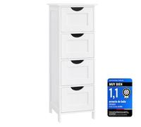 VASAGLE Armario de Baño de Pie, con 4 Cajones, 30 x 30 x 82,2 cm | Armario de Almacenamiento, Estilo Farmhouse, para Sala de Estar, Comedor, Cocina, nube blanca, Colección SOFIE LHC40W