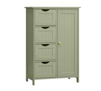 VASAGLE Armario de baño Estrecho con 4 cajones, Estante Ajustable, 30 x 55 x 82 cm, Color Verde Bosque LHC041C02