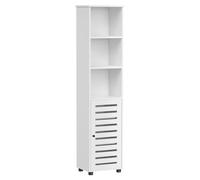 VASAGLE Armario de Baño, Mueble de Baño Alto Independiente, con 3 Compartimentos Abiertos y 2 Estantes Ajustables, para Sala de Estar, Entrada, Blanco Nube BBK160W01