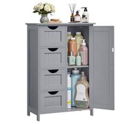 VASAGLE Armario de Baño, Mueble de Baño Estrecho, Cómoda de Baño, Cajonera con 4 Cajones, Armario con Puerta, Estante Ajustable, 30 x 55 x 82 cm, Gris Paloma LHC041P36