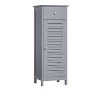 VASAGLE Armario de Baño, Mueble Estrecho, Almacenaje, con Cajón, Puerta de Persiana, para Baño, Salón, Dormitorio, 30 x 32 x 87 cm, Gris Paloma BBC043G02