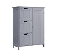 VASAGLE Armario de Baño, Mueble Estrecho, Cómoda, Cajonera con 3 Cajones, con Puerta, Estante Ajustable, 30 x 60 x 81 cm, Gris Paloma BBC049G02