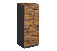 VASAGLE Armario de Oficina, Archivador para Documentos, Soporte para Impresora con 3 Cajones Bloqueables, Riel Ajustable, para Formato A4 y Cartas, Marrón Rústico y Negro OFC055B01