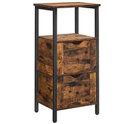 VASAGLE Armario de Suelo de baño, Armario de Almacenamiento Delgado para baño, con 2 cajones, Compartimento Abierto, Ahorro de Espacio, 37 x 30 x 80 cm, marrón rústico y Negro BBK151B01